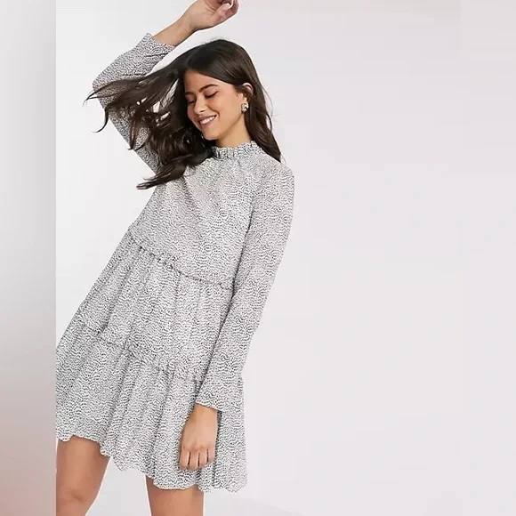 Ted Baker London | Dresses | Ted Baker Phenia Spot Long Sleeve Tiered  Ruffle Mini Dress Us Size 8 | Poshmark